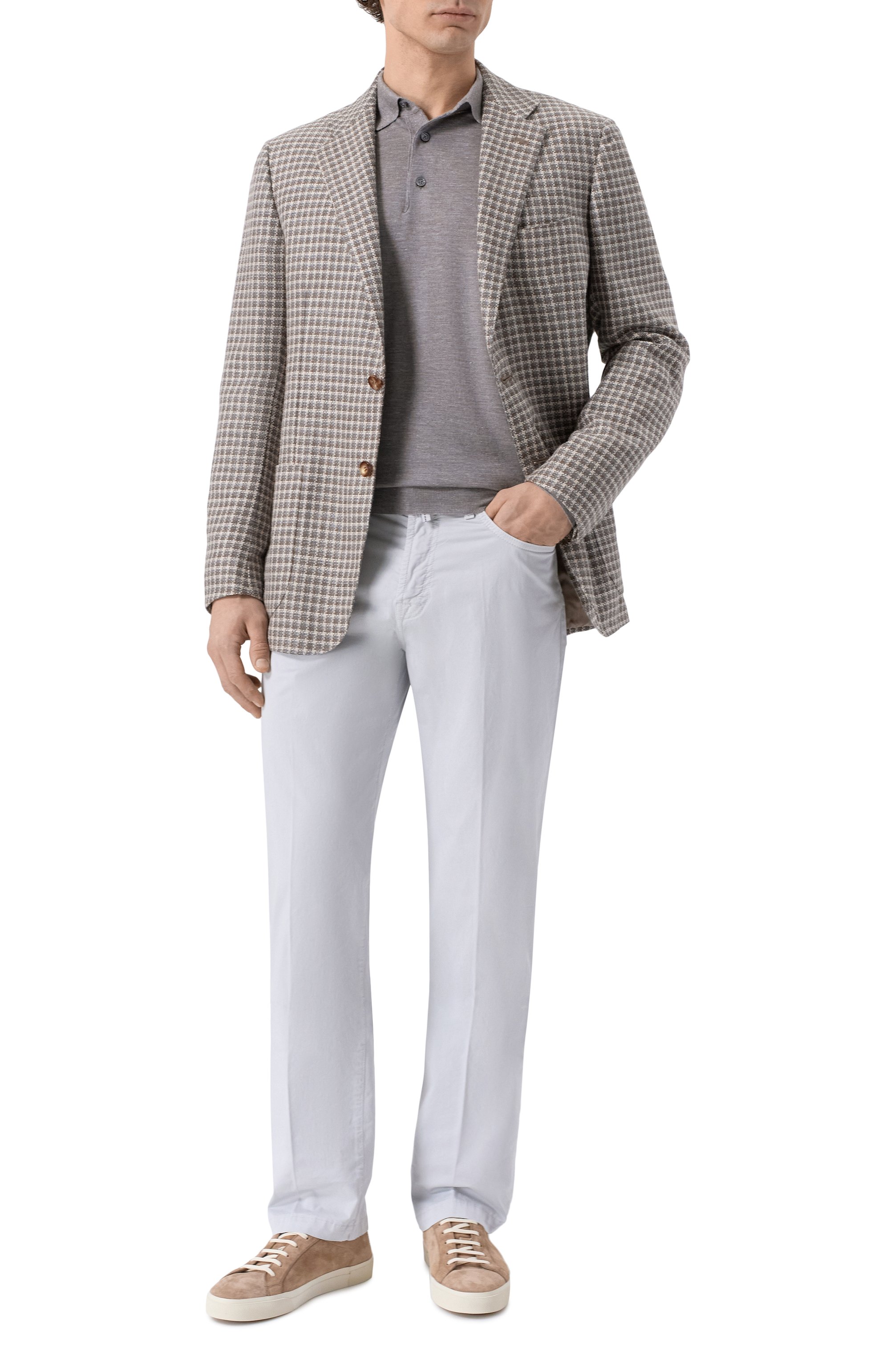 Хлопковые брюки KITON светло-серого цвета по цене 121000 руб., арт. UPNJS1K0600H17, фото 2 Хлопковые брюки KITON, арт. UPNJS1K0600H17, фото 2