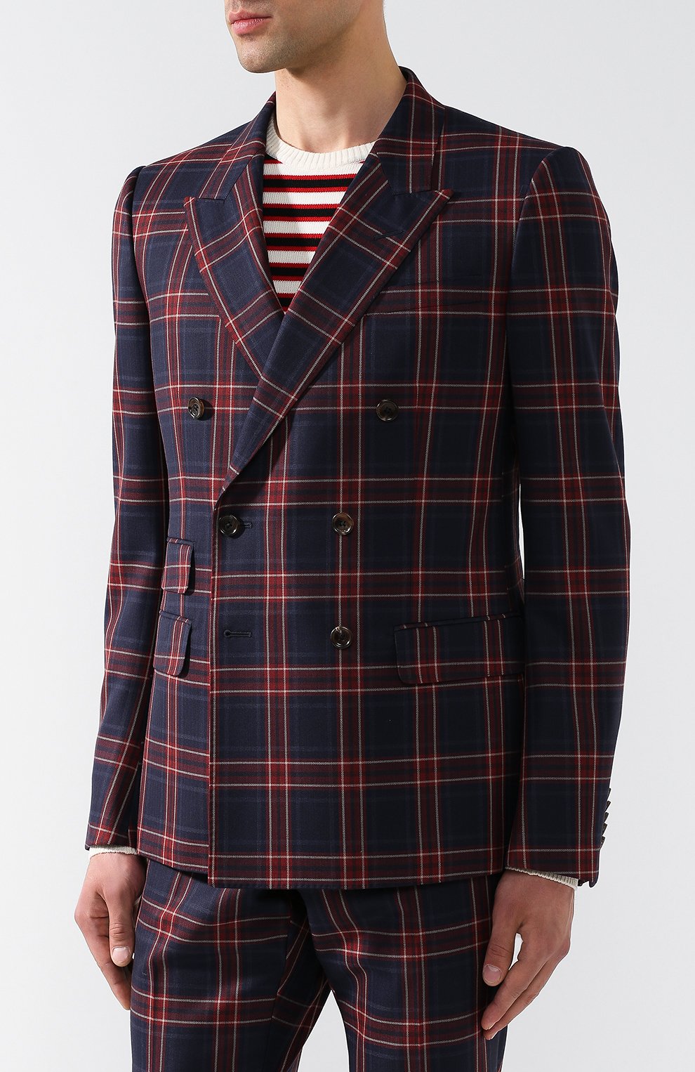 Шерстяной костюм в клетку с двубортным пиджаком GUCCI, арт. 473208/Z544D, фото 2