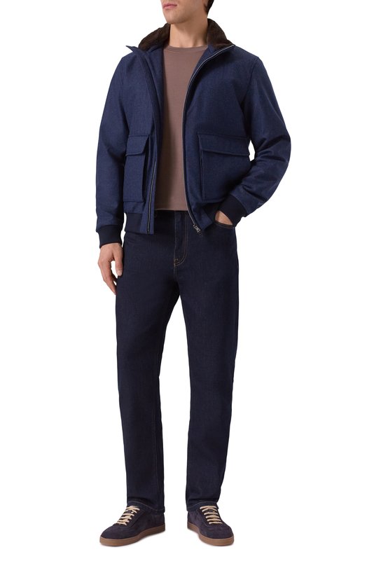 Бомбер из шерсти и кашемира Herno GI000611U/33351 Синий  GI000611U/33351 Фото 2