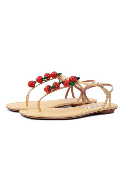 Женские текстильные сандалии fragolina sugar AQUAZZURA, арт. FGGFLAS0-WVR-NAT