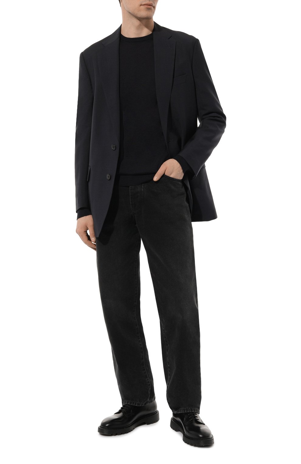 Джемпер из кашемира и шелка ZEGNA темно-синего цвета по цене 110500 руб., арт. E8J00/110, фото 2 Джемпер из кашемира и шелка ZEGNA, арт. E8J00/110, фото 2