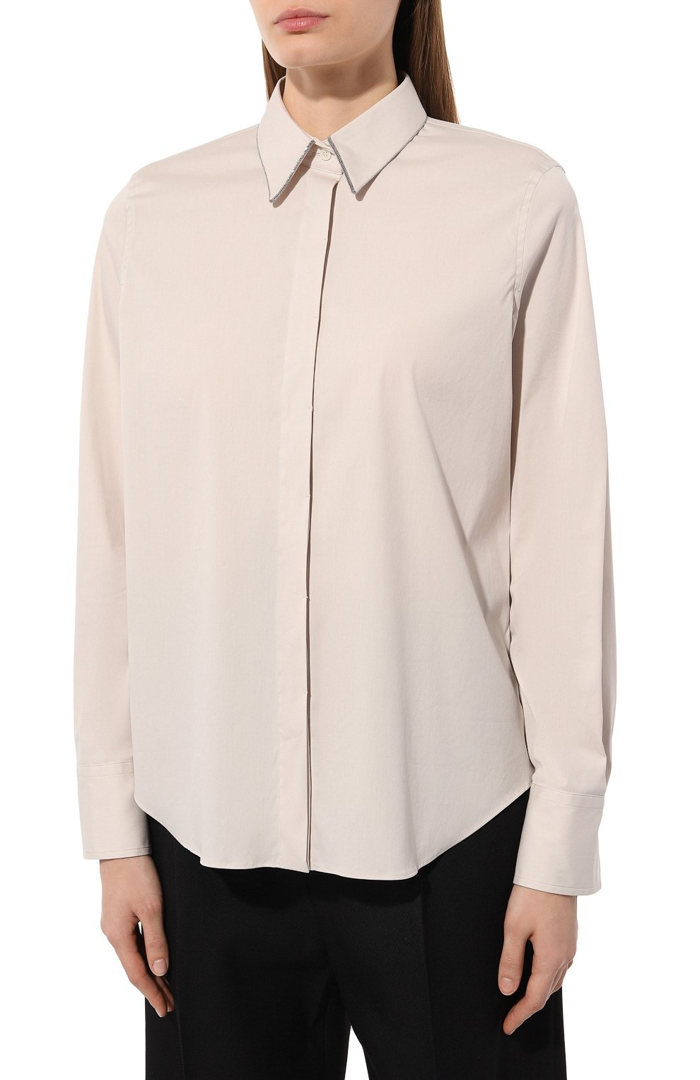 Хлопковая рубашка BRUNELLO CUCINELLI кремового цвета по цене 120000 руб., арт. M0091B1367, фото 3 Хлопковая рубашка BRUNELLO CUCINELLI, арт. M0091B1367, фото 3