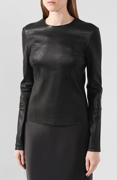 Кожаный топ HELMUT LANG черного цвета по цене 92650 руб., арт. J05HW501, фото 3 Кожаный топ HELMUT LANG, арт. J05HW501, фото 3