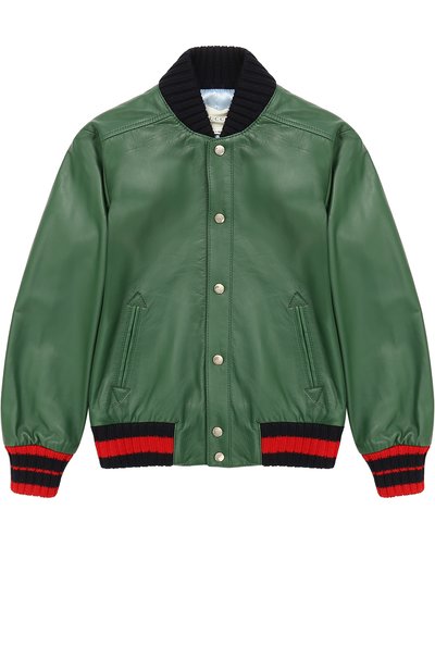 Кожаный бомбер с контрастными манжетами GUCCI, арт. 459224/XG355, фото 1