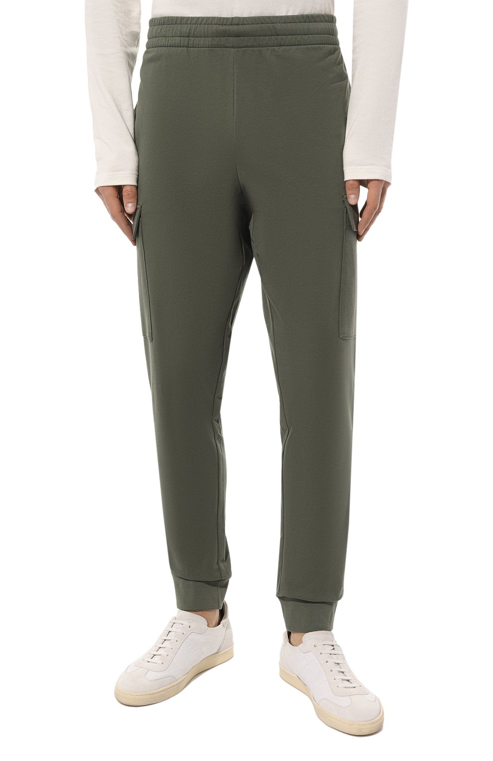 Хлопковые джоггеры EA7 хаки цвета по цене 11700 руб., арт. 8NPP59/PJ05Z, фото 3 Хлопковые джоггеры EA7, арт. 8NPP59/PJ05Z, фото 3