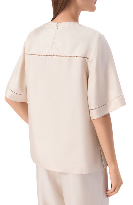 Шелковый топ Loulou de Saison HAVANA Кремовый  HAVANA Фото 4