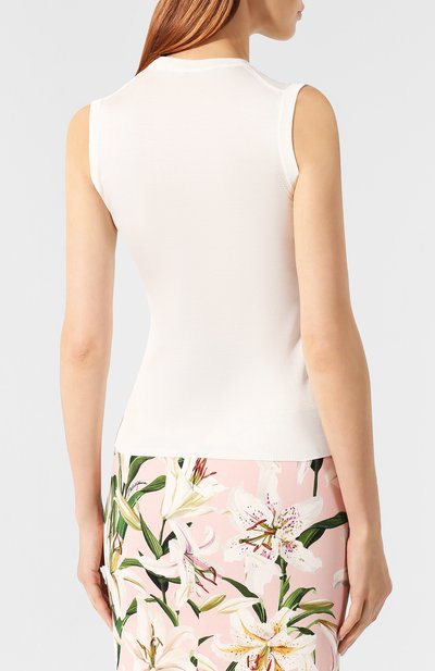 Шелковый топ DOLCE & GABBANA белого цвета по цене 54250 руб., арт. FX452T/JASGZ, фото 4 Шелковый топ DOLCE & GABBANA, арт. FX452T/JASGZ, фото 4