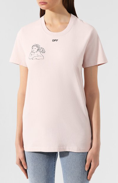 Хлопковая футболка OFF-WHITE сиреневого цвета по цене 20600 руб., арт. 0WAA049E19B070612588, фото 3 Хлопковая футболка OFF-WHITE, арт. 0WAA049E19B070612588, фото 3