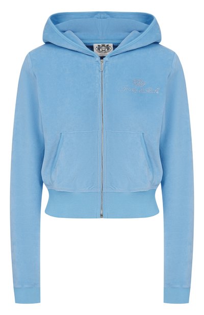 Женский хлопковая толстовка SPORTY AND RICH, арт. CA046716689BL50/JUICY SCRIPT VEL0UR ZIP H00DIE