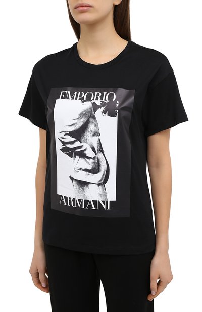 Хлопковая футболка EMPORIO ARMANI черного цвета по цене 18750 руб., арт. 6H2T7L/2J30Z, фото 3 Хлопковая футболка EMPORIO ARMANI, арт. 6H2T7L/2J30Z, фото 3