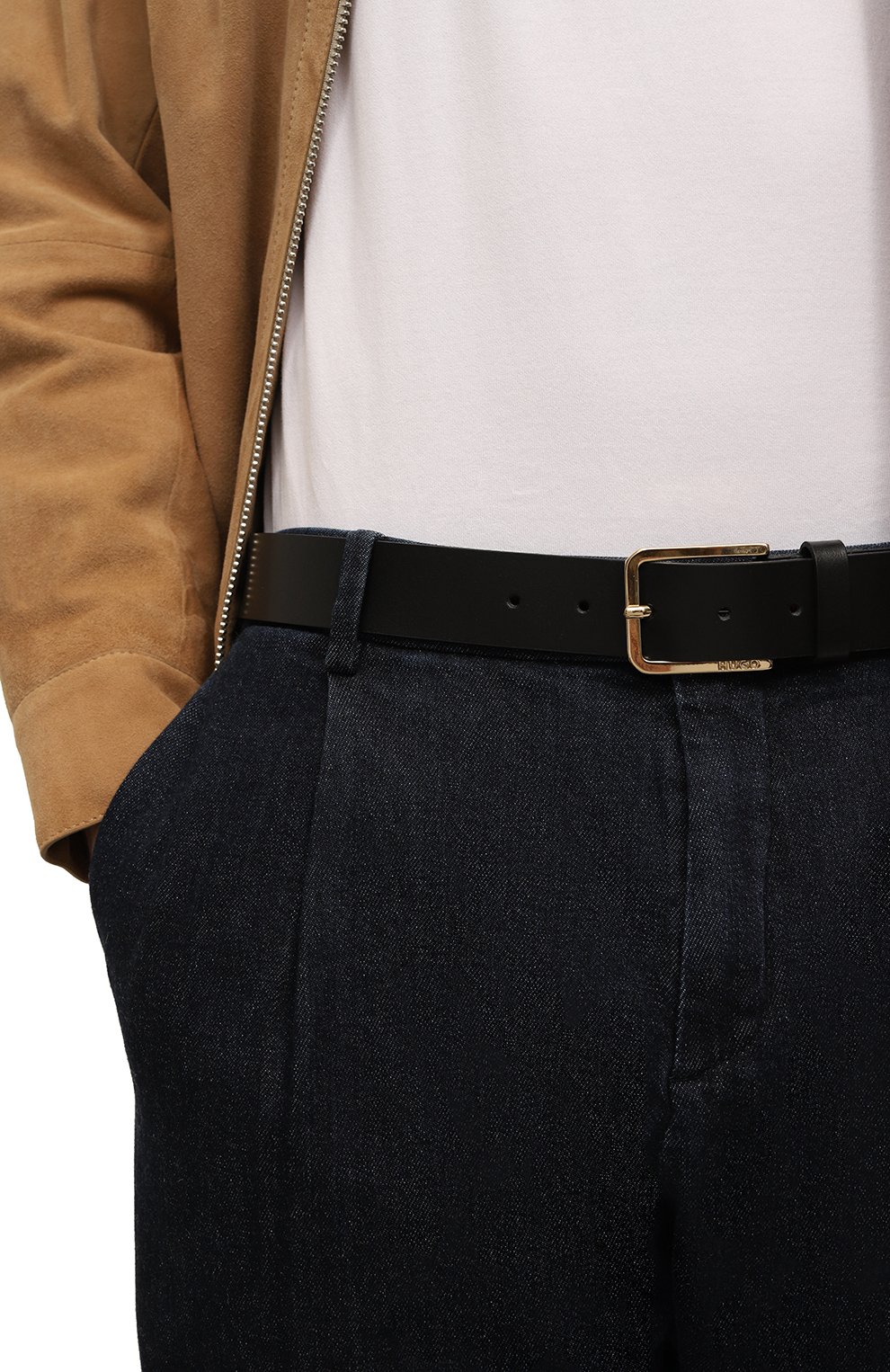 Кожаный ремень HUGO черного цвета по цене 9200 руб., арт. 50480393, фото 2 Кожаный ремень HUGO, арт. 50480393, фото 2