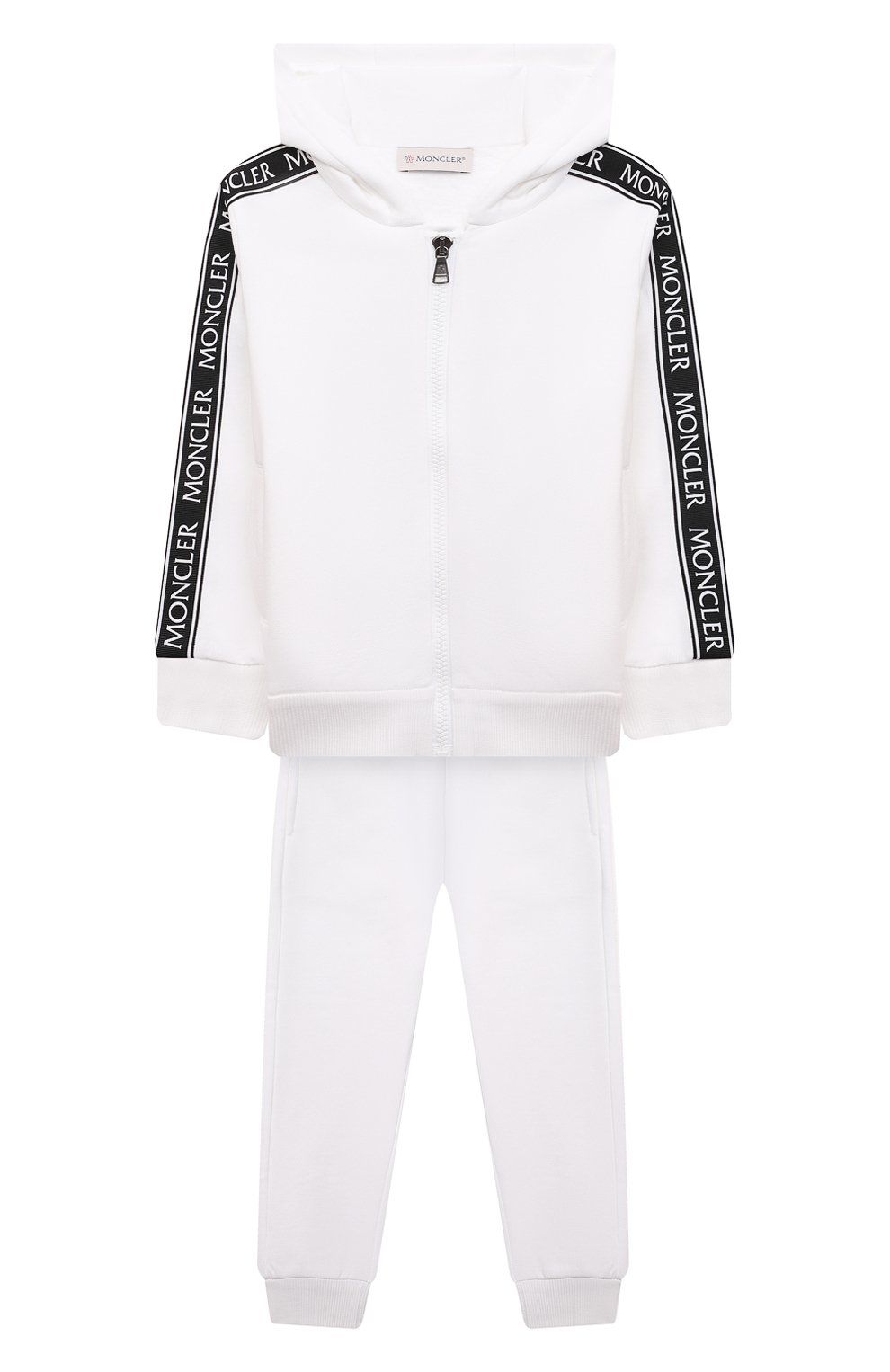 Комплект из толстовки и брюк MONCLER белого цвета по цене 54100 руб., арт. G2-954-8M755-20-809B3/12-14A, фото 1 Комплект из толстовки и брюк MONCLER, арт. G2-954-8M755-20-809B3/12-14A, фото 1