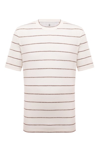 Мужская футболка изо льна и хлопка BRUNELLO CUCINELLI, арт. MW8341308