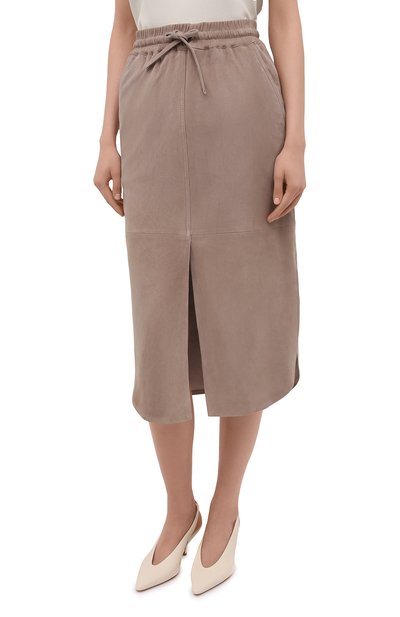 Замшевая юбка BRUNELLO CUCINELLI темно-бежевого цвета по цене 350000 руб., арт. MPW30G3129, фото 3 Замшевая юбка BRUNELLO CUCINELLI, арт. MPW30G3129, фото 3