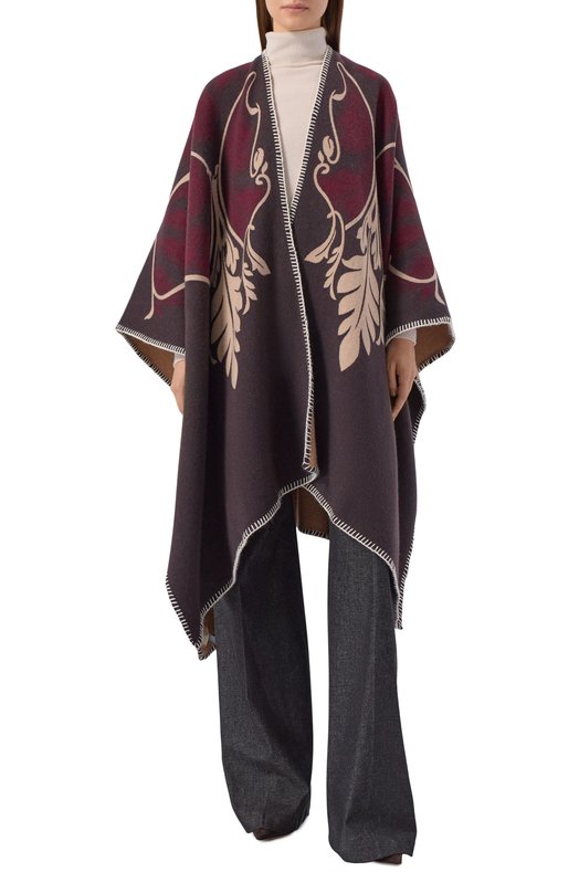 Шерстяная накидка Elie Saab 710009722F25/N/A Коричневый  710009722F25/N/A Фото 3