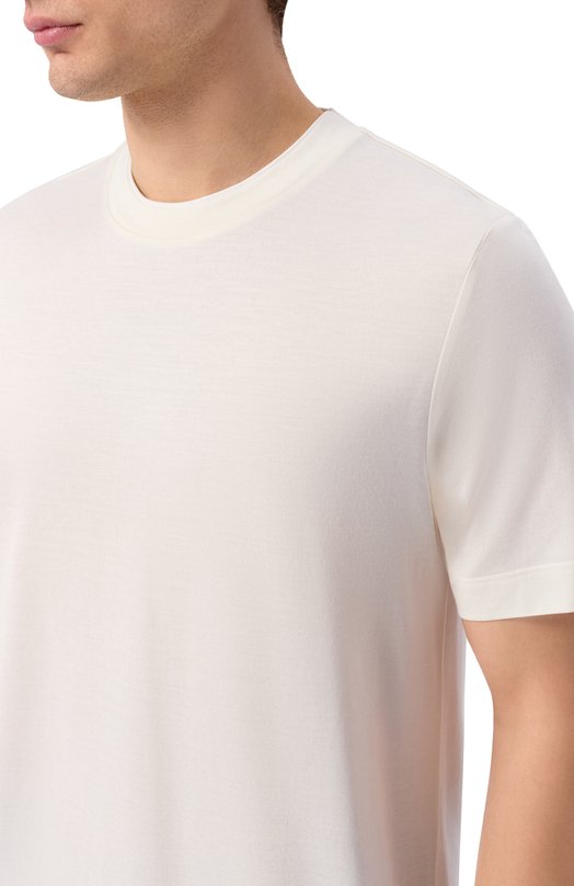 Футболка из шелка и хлопка BOSS Camel 50559901 Кремовый  50559901 Фото 5