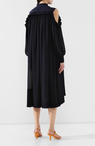 Шелковое платье CHLOÉ темно-синего цвета по цене 332500 руб., арт. CHC19SR016002, фото 4 Шелковое платье CHLOÉ, арт. CHC19SR016002, фото 4
