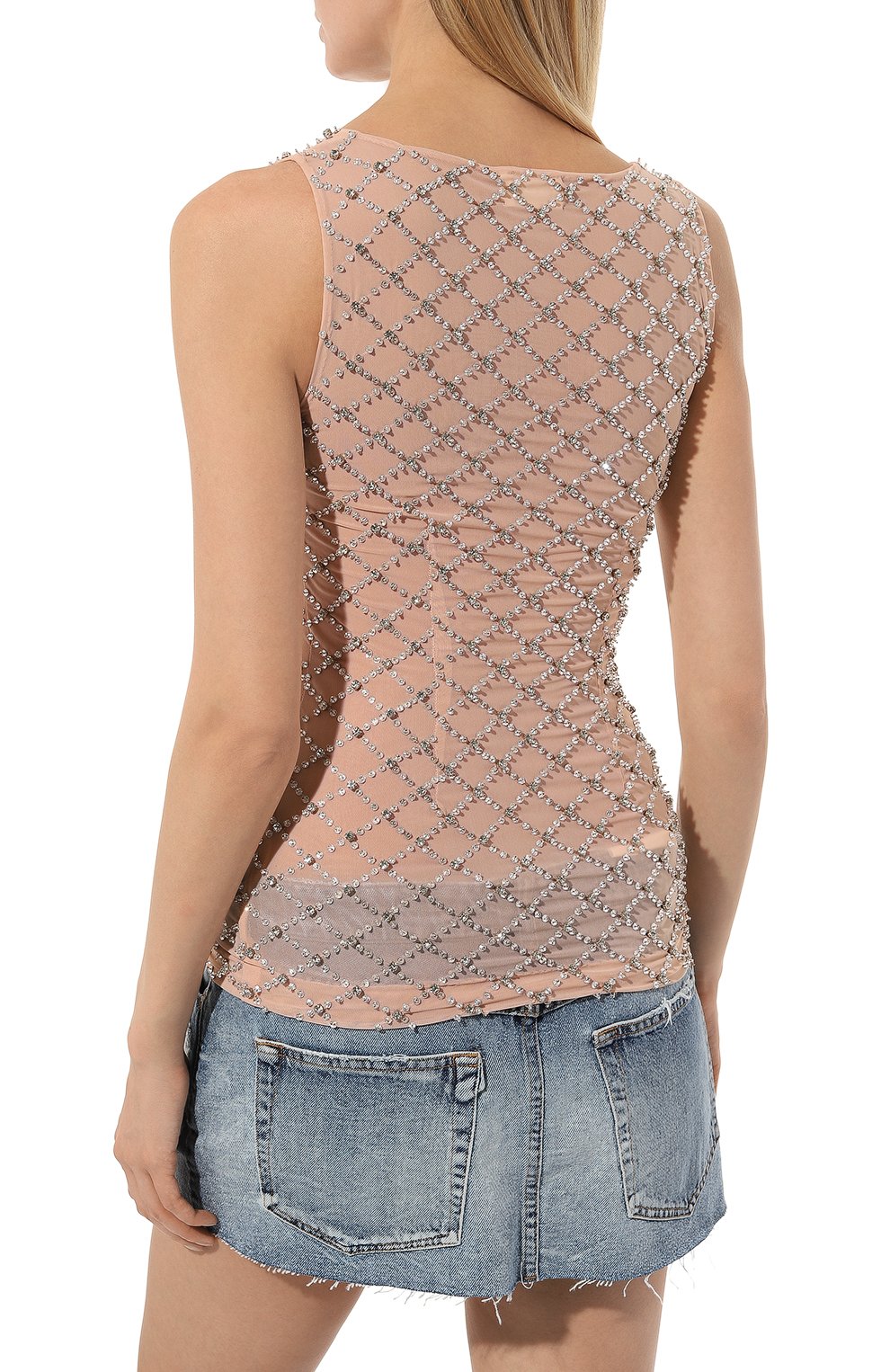 Топ с отделкой стразами P.A.R.O.S.H. бежевого цвета по цене 48600 руб., арт. GLACE-D311506, фото 4 Топ с отделкой стразами P.A.R.O.S.H., арт. GLACE-D311506, фото 4