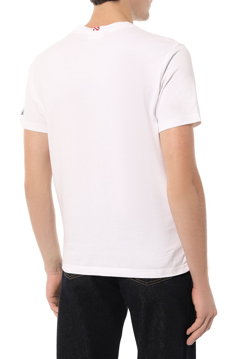 Мужская хлопковая футболка MC2 SAINT BARTH белого цвета, арт. STBM/TSHIRT MAN/00339D | Фото 4 (Длина (для топов): Стандартные; Рукава: Короткие; Материал внешний: Хлопок; Кросс-КТ: Пляж, Джерси; Принт: С принтом; Стили: Спорт-шик; Мужское Кросс-КТ: Футболка-одежда; Детали: Без декора; Автоматизация состава: Проставлено; Автоматизация ТО: Проставлено)
