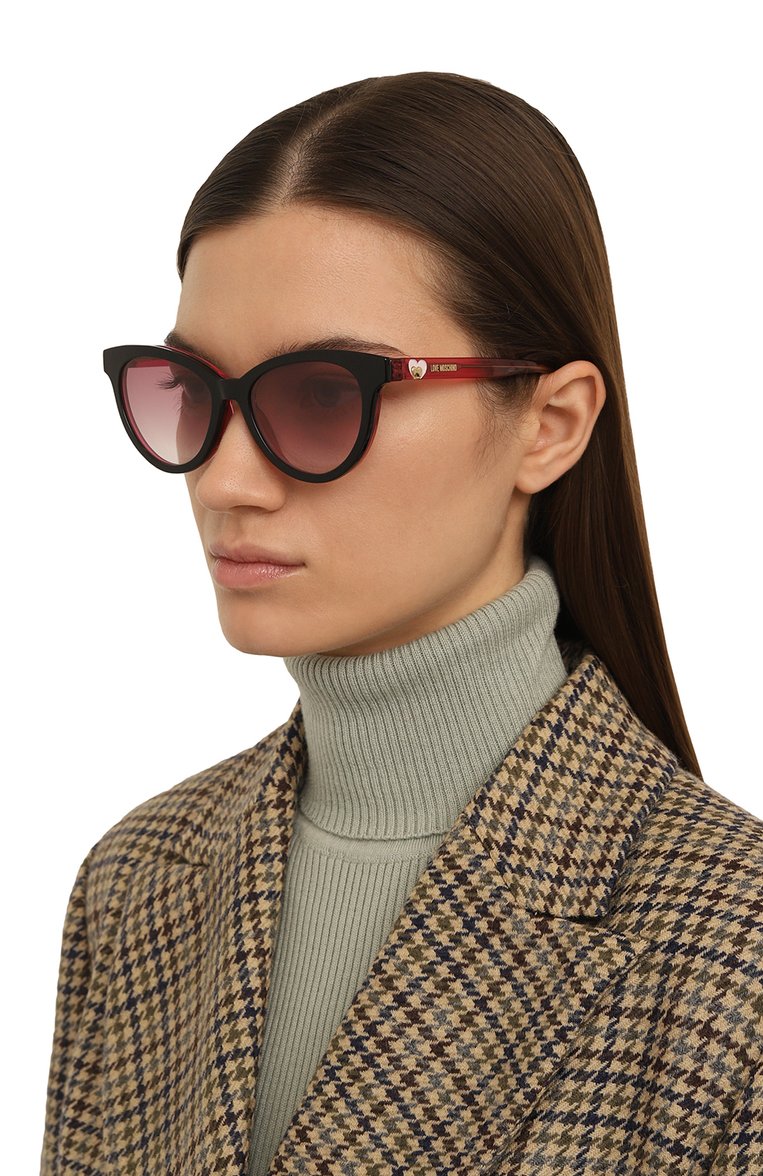 Женские солнцезащитные очки MOSCHINO розового цвета, арт. M0L051/CS 3MR | Фото 2 (Нос: Не проставлено; Тип очков: С/з; Региональные ограничения белый список (Axapta Mercury): Не проставлено; Материал: Пластик; Очки форма: Круглые; Оптика Гендер: оптика-женское)
