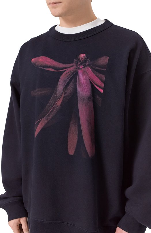 Хлопковый свитшот Dries Van Noten 021162-2611-509 Синий  021162-2611-509 Фото 5