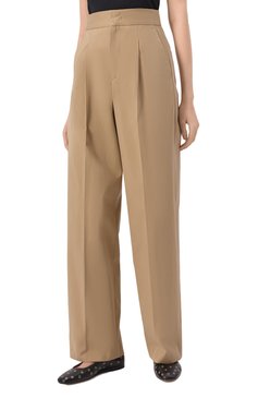Женские хлопковые брюки MSGM бежевого цвета, арт. 3841MDP20/257138 | Фото 3 (Материал внешний: Хлопок; Женское Кросс-КТ: Брюки-одежда; Силуэт Ж (брюки и джинсы): Прямые; Стили: Кэжуэл; Длина (брюки, джинсы): Стандартные)