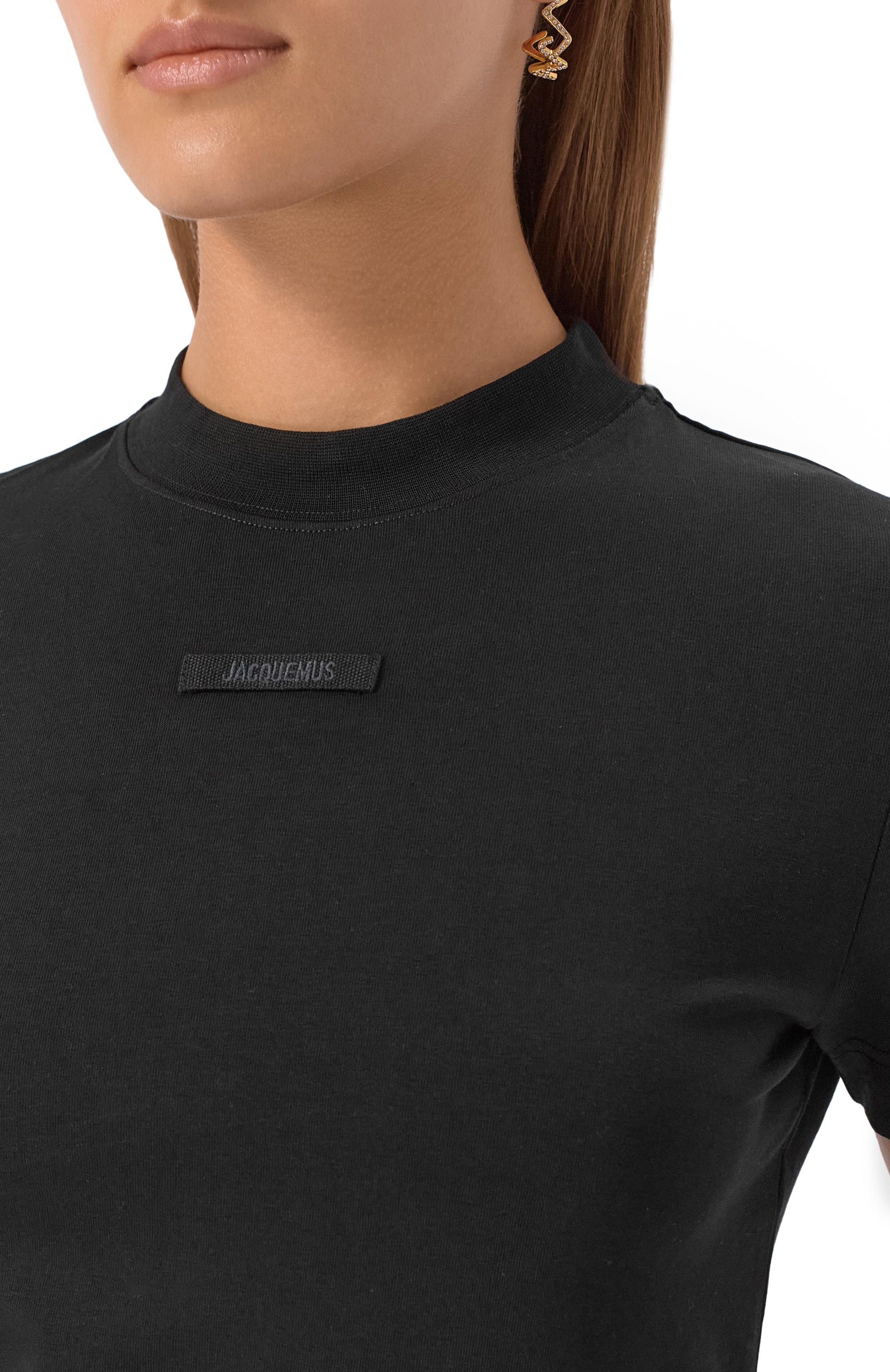 Хлопковая футболка JACQUEMUS черного цвета по цене 25100 руб., арт. 24ETSW00133/AJ00124, фото 5 Хлопковая футболка JACQUEMUS, арт. 24ETSW00133/AJ00124, фото 5