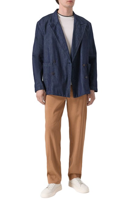 Мужские брюки изо льна и вискозы DRIES VAN NOTEN темно-бежевого цвета, арт. 251-020906-1339 | Фото 2 (Материал сплава: Проставлено; Драгоценные камни: Проставлено; Материал внешний: Вискоза, Лен; Длина (брюки, джинсы): Стандартные)