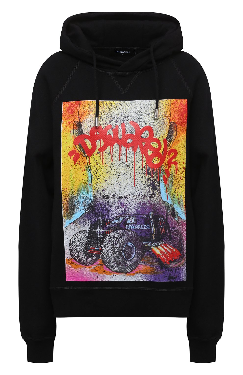 Хлопковое худи DSQUARED2 черного цвета по цене 57000 руб., арт. S72GU0336/S25042, фото 1 Хлопковое худи DSQUARED2, арт. S72GU0336/S25042, фото 1