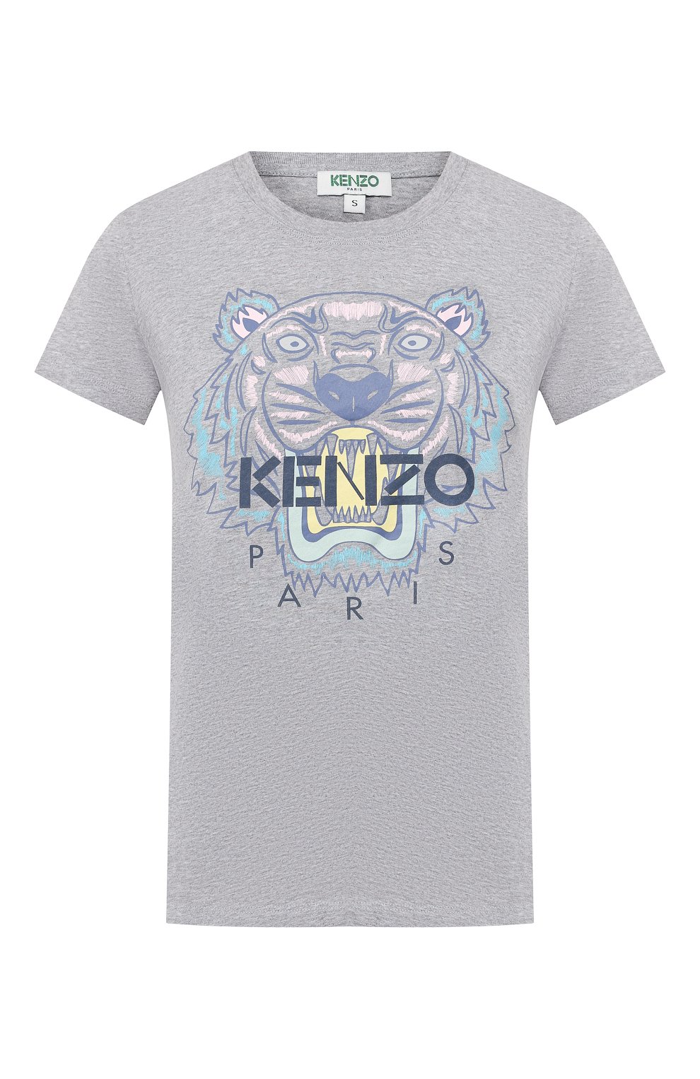 Хлопковая футболка KENZO серого цвета по цене 13050 руб., арт. F962TS7214YB, фото 1 Хлопковая футболка KENZO, арт. F962TS7214YB, фото 1