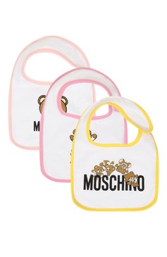 Детский комплект из трех нагрудников MOSCHINO белого цвета, арт. MUY062/LAA33 | Фото 1 (Материал: Текстиль, Хлопок; Материал сплава: Проставлено; Нос: Не проставлено)