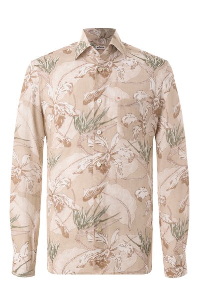 Мужская рубашка из хлопка и льна KITON, арт. UMCNERH0928301