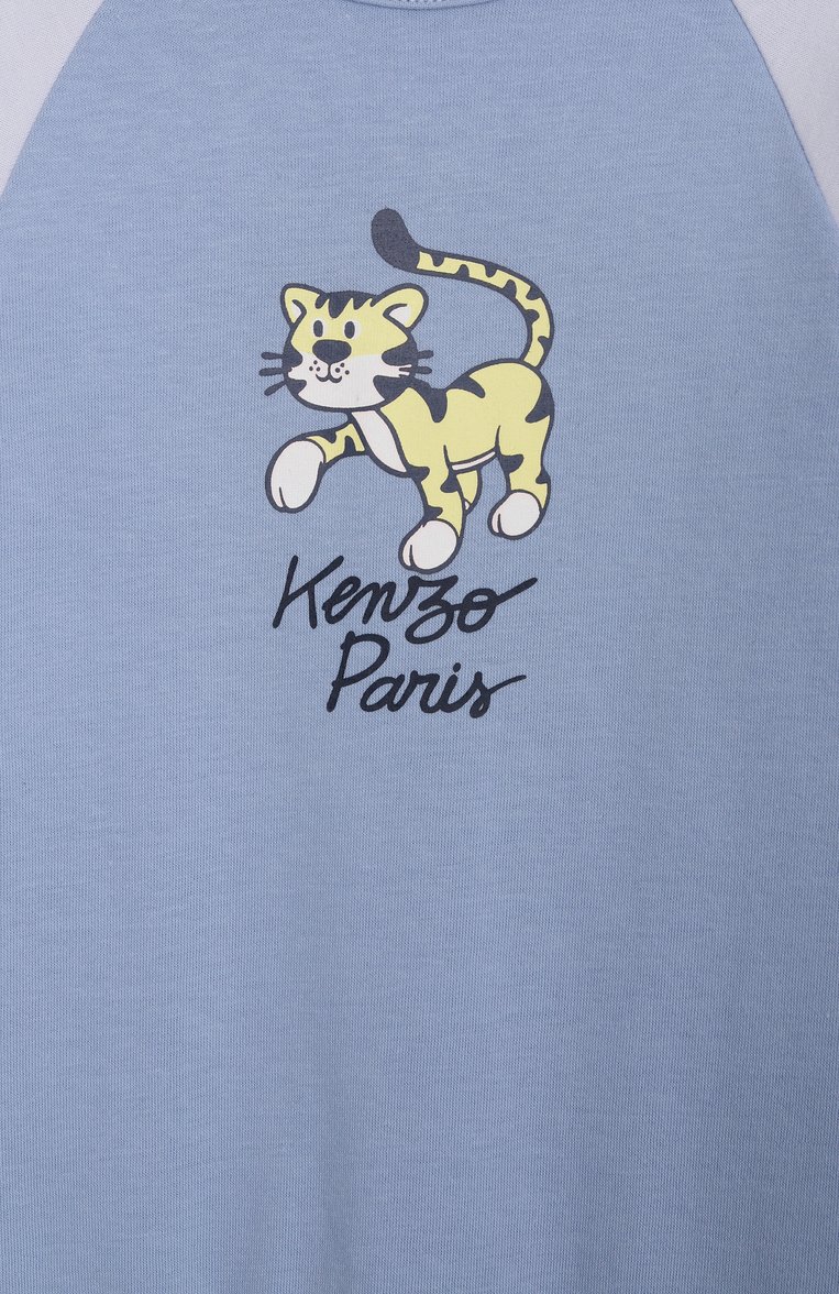Детский хлопковый комбинезон KENZO голубого цвета, арт. K60858 | Фото 3 (Нос: Не проставлено; Материал внешний: Хлопок; Автоматизация состава: Проставлено; Ростовка одежда: 9 мес | 74 см, 12 мес | 80 см, 0 - 3 мес | 50 - 60 см, 3 мес | 62 см, 6 мес | 68 см)