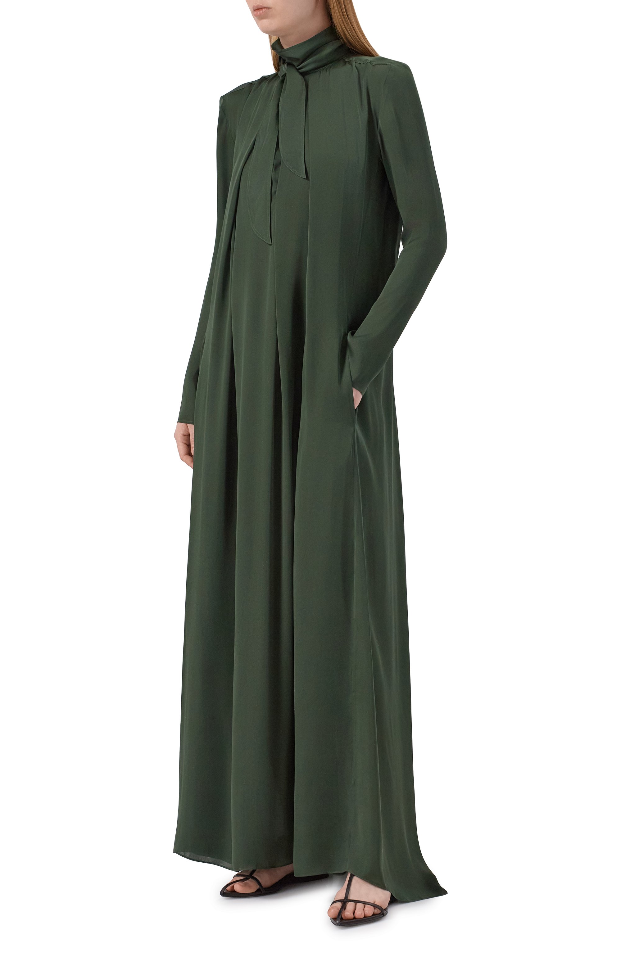 Шелковое платье PETAR PETROV темно-зеленого цвета по цене 274500 руб., арт. S26TD9, фото 2 Шелковое платье PETAR PETROV, арт. S26TD9, фото 2