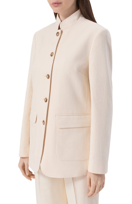 Хлопковый жакет 12 STOREEZ 137591 Кремовый  137591 Фото 3