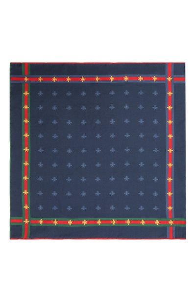 Шелковый платок GUCCI синего цвета по цене 22320 руб., арт. 407465/4G001, фото 3 Шелковый платок GUCCI, арт. 407465/4G001, фото 3