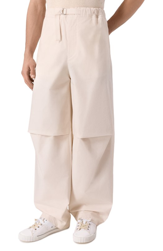 Хлопковые брюки Jil Sander J47KA0268-J45296 Кремовый  J47KA0268-J45296 Фото 3