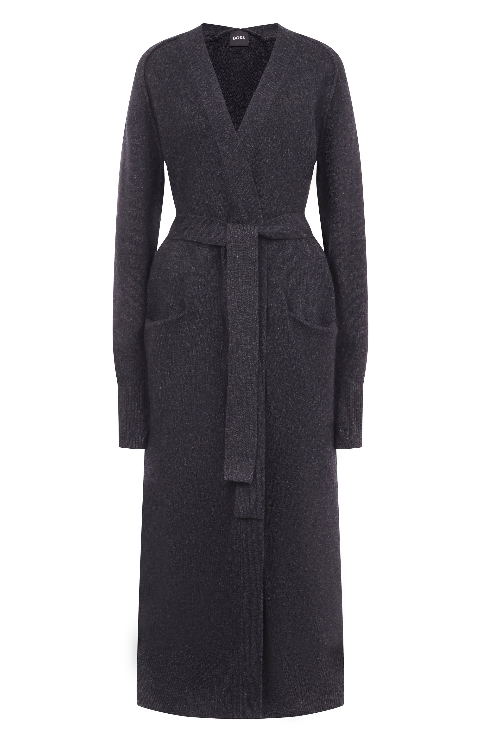 Кардиган из шерсти и кашемира BOSS темно-серого цвета по цене 47950 руб., арт. 50550488, фото 1 Кардиган из шерсти и кашемира BOSS, арт. 50550488, фото 1