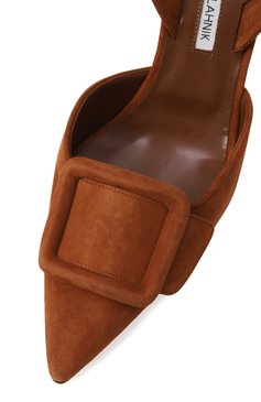 Женские замшевые туфли maysli 70 MANOLO BLAHNIK коричневого цвета, арт. 219-0182/SUE | Фото 7 (Материал сплава: Проставлено; Материал внешний: Натуральная кожа, Замша; Каблук высота: Высокий; Подошва: Плоская; Драгоценные камни: Проставлено; Материал внутренний: Натуральная кожа; Женское Кросс-КТ: Слингбэки; Каблук тип: Шпилька)