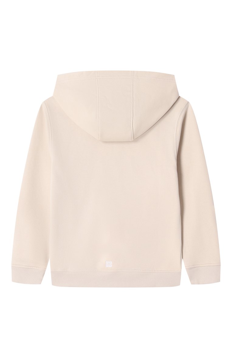 Детский хлопковое худи GIVENCHY кремового цвета, арт. H30700 | Фото 2 (Материал подклада: Хлопок; Рукава: Длинные; Драгоценные камни: Проставлено; Материал сплава: Проставлено; Мальчики Кросс-КТ: Худи-одежда; Материал внешний: Хлопок; Ростовка одежда: 5 лет | 110 см, 7 лет | 122 см, 9 лет | 134 см, 12 лет | 152 см, 13 - 15 лет | 158 см)