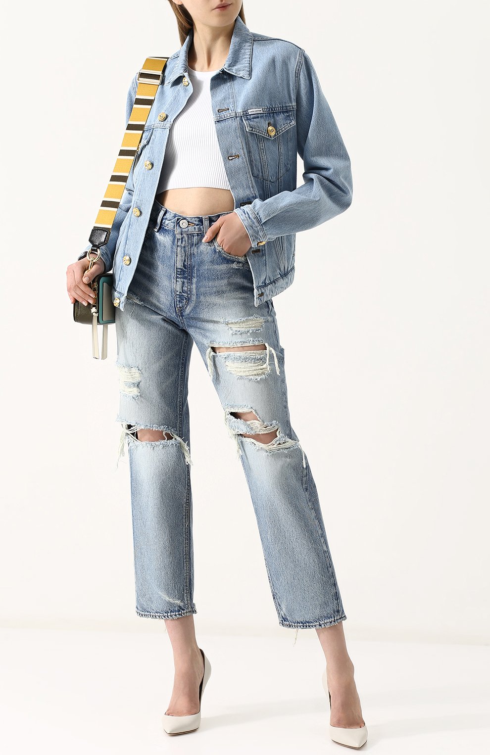 Укороченные джинсы прямого кроя с потертостями MOUSSY, арт. 010BSC11-1240, фото 2