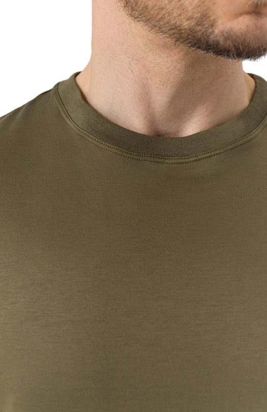 Хлопковая футболка Kiton UMC029H0920008_5XL-8XL Хаки  UMC029H0920008_5XL-8XL Фото 5