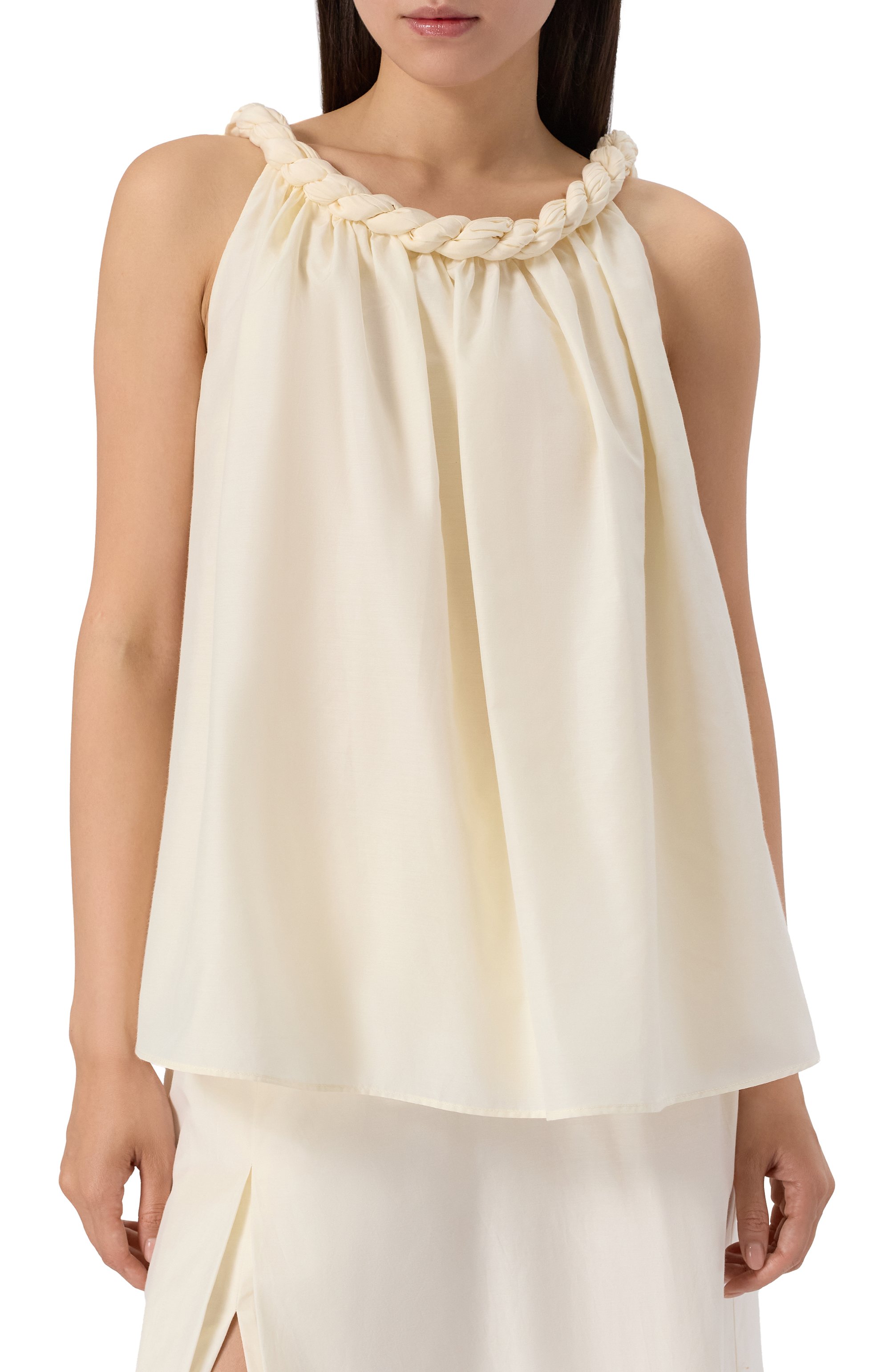Топ из хлопка и шелка LOULOU DE SAISON кремового цвета по цене 49950 руб., арт. GARIN0, фото 3 Топ из хлопка и шелка LOULOU DE SAISON, арт. GARIN0, фото 3