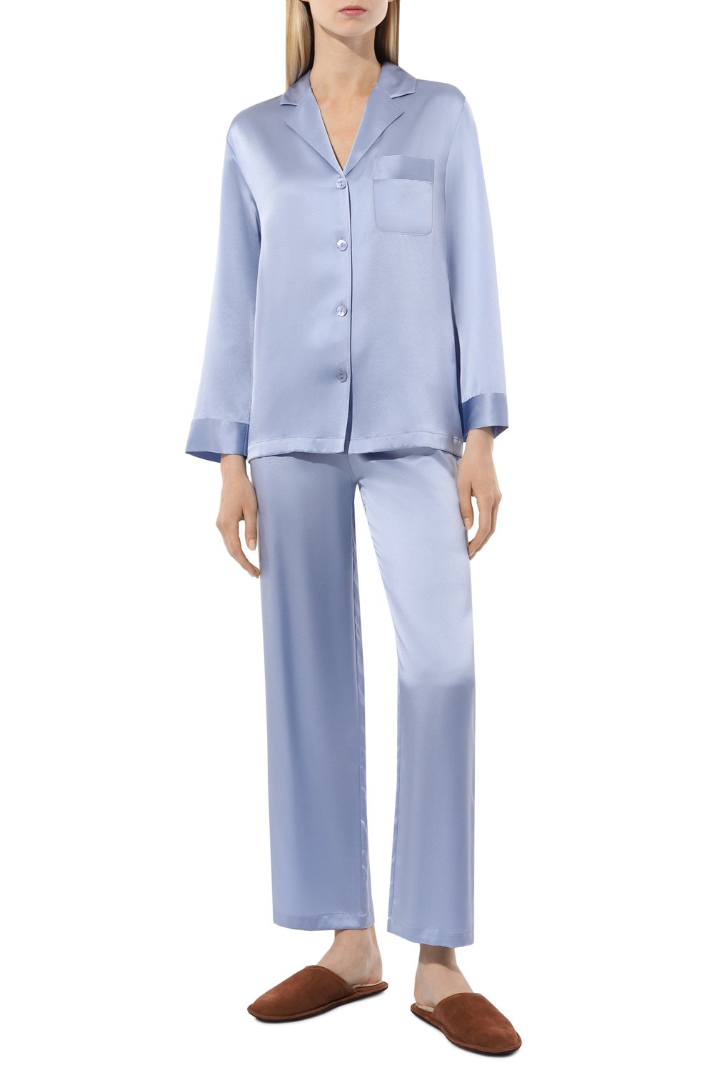 Шелковая пижама LUNA DI SETA голубого цвета по цене 60010 руб., арт. VLST08007, фото 2 Шелковая пижама LUNA DI SETA, арт. VLST08007, фото 2