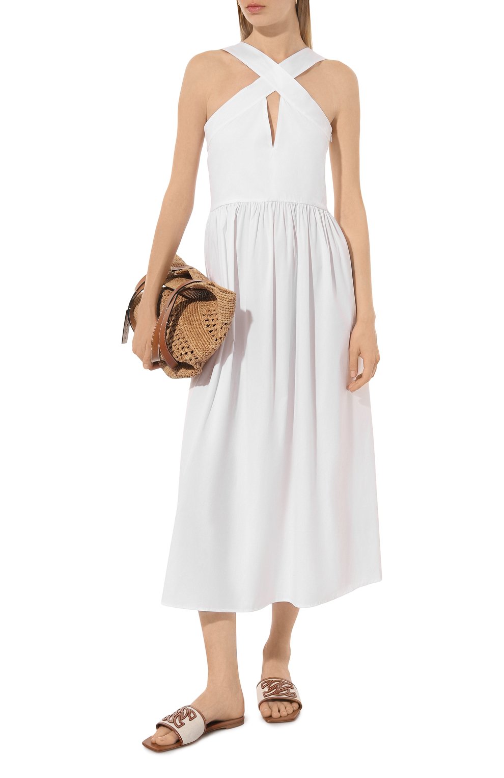 Хлопковое платье WEEKEND MAX MARA белого цвета по цене 45160 руб., арт. STELVIO 241622107, фото 2 Хлопковое платье WEEKEND MAX MARA, арт. STELVIO 241622107, фото 2