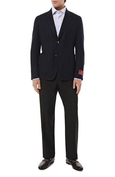 Кашемировый пиджак GUCCI синего цвета по цене 331200 руб., арт. 673263 Z6519, фото 2 Кашемировый пиджак GUCCI, арт. 673263 Z6519, фото 2