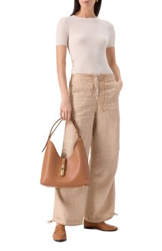 Женская сумка furla goccia medium FURLA светло-коричневого цвета, арт. WB01499/BX3104 | Фото 7 (Материал сплава: Проставлено; Размер: medium; Драгоценные камни: Проставлено; Материал: Натуральная кожа)