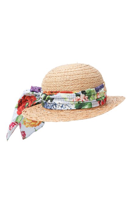 Детская шляпа DOLCE & GABBANA бежевого цвета, арт. LB4H77/G707R | Фото 1 (Материал: Растительное волокно; Нос: Не проставлено; Материал сплава: Проставлено)