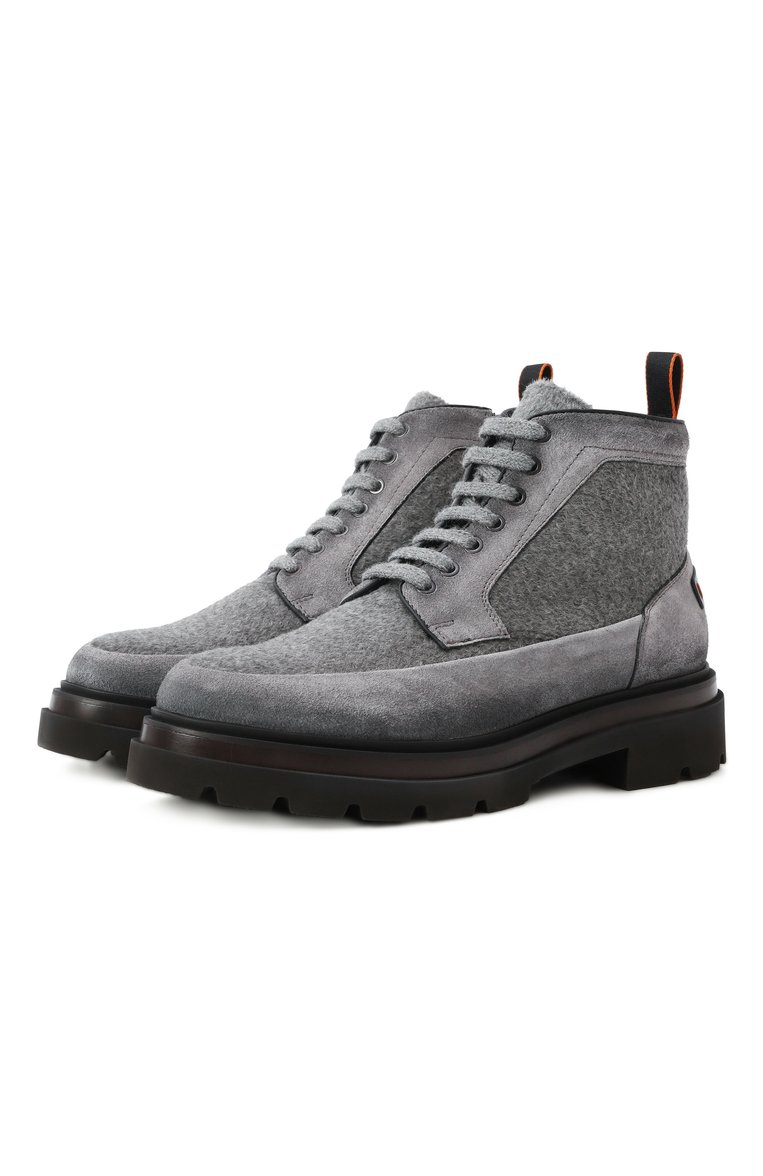Мужские комбинированные ботинки milano SANTONI серого цвета, арт. MGMG17927JK4AAPU | Фото 1 (Подошва: Массивная; Материал утеплителя: Натуральный мех; Каблук высота: Высокий; Мужское Кросс-КТ: Ботинки-обувь, зимние ботинки; Материал внешний: Натуральная кожа, Текстиль; Автоматизация состава: Проставлено; Автоматизация ТО: Проставлено)