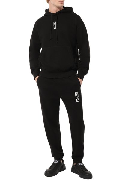 Хлопковые джоггеры HUGO черного цвета по цене 12600 руб., арт. 50494179, фото 2 Хлопковые джоггеры HUGO, арт. 50494179, фото 2
